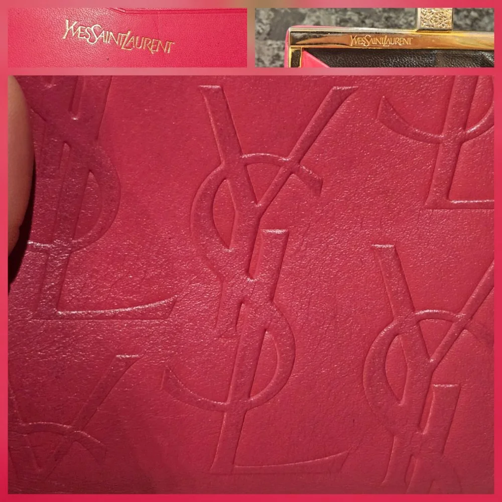 YSL Yves Saint Laurent Cassandra Lock Bi-Fold Wallet w/ Wristlet Strap Added